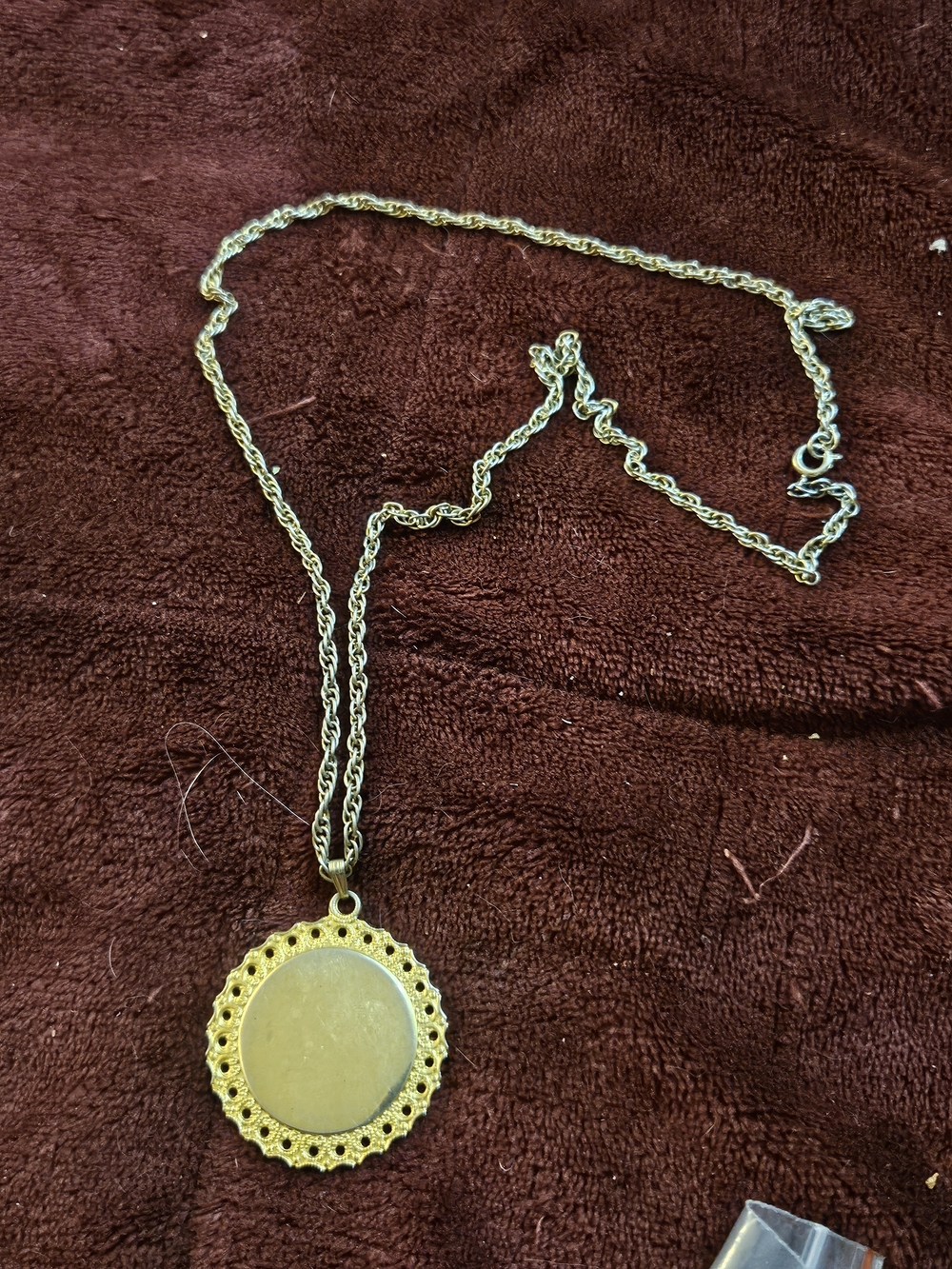 Engravable Medallion Gold-Tone Filigree Round Pendant Necklace - Women Jewelry